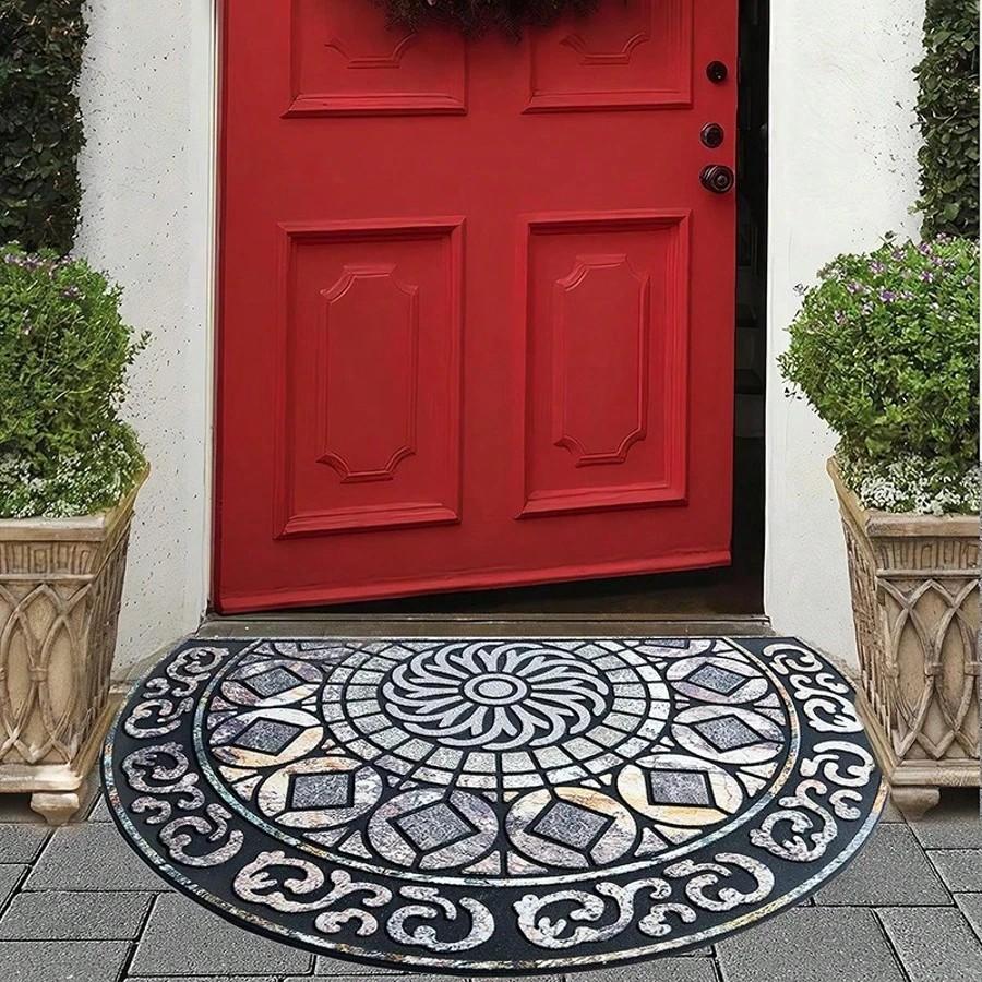 Pebble Semi-Circular Carpet, Soft And Noise-Reducing Entrance Foyer Door Mat, Bedroom Entrance Floor Mat, Home Decoration