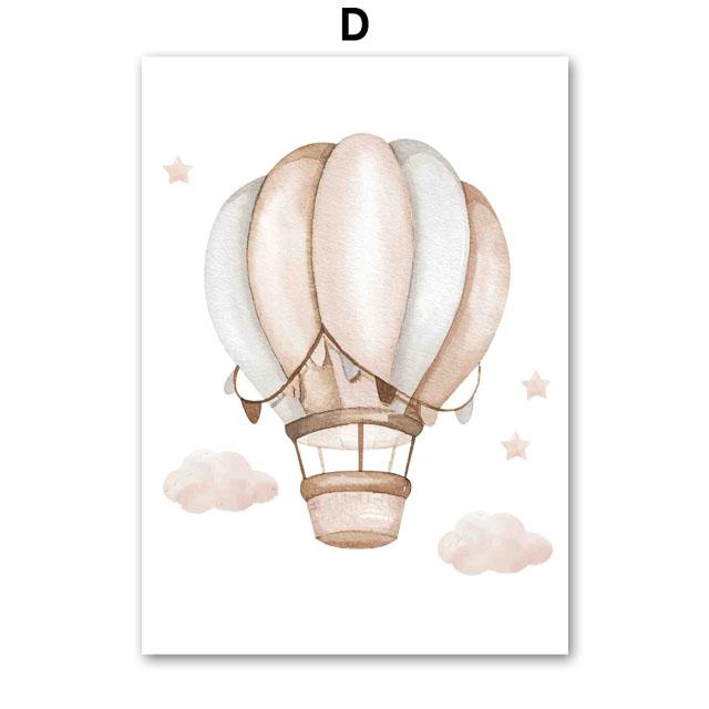 Cute Elephant Hot Balloon Moon Rainbow Cloud Nursery Wall Art Canvas Painting Posters And Prints Pictures Baby Kids Room Decor