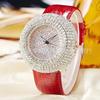 Relógio Feminino Moda Casual Couro Fosco Totalmente Diamantado Relógio Yingchao