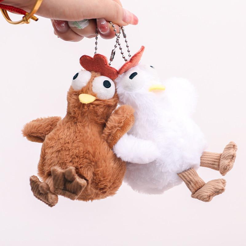Adorable Plush Chicken Keychain Soft Short Plush Stuffed Animal Toy With Bubble Blowing Feature