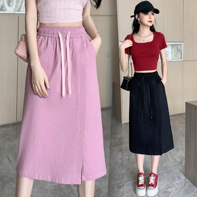DIMANAF New 2025 Plus Size Spring Elastic Denim Skirts Women A-Line Fashion Loose Skirt High Waist Vintage Maxi