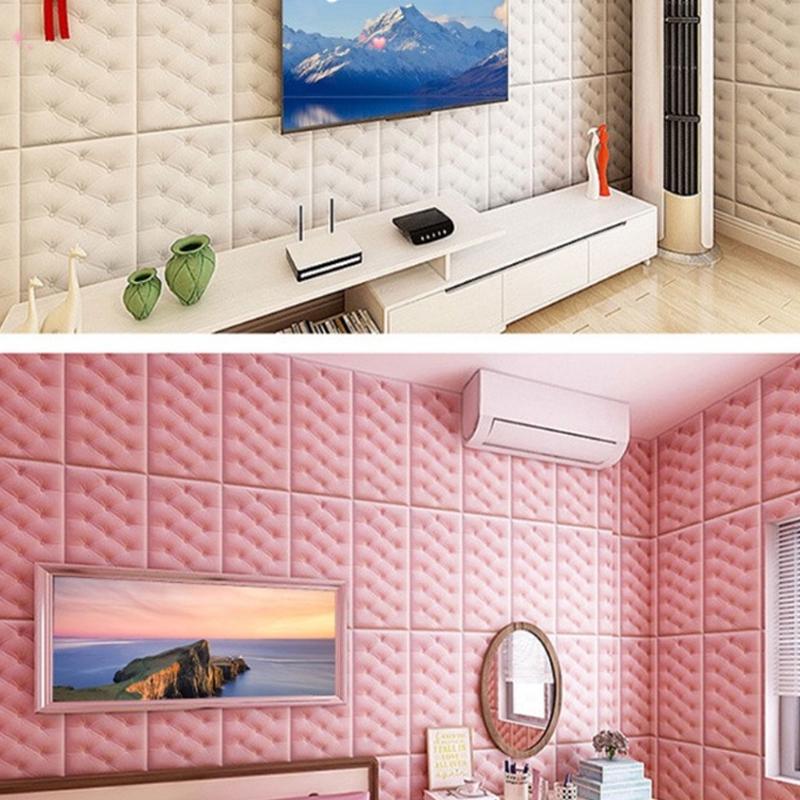 Tapet cu spumă anti-coliziune Autocolant pentru noptieră Geantă moale auto-adezivă Camera copiilor Autocolant de perete tridimensional 3D