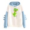 Women's Printed Contrasting Dinosaur Loose Casual Hoodie