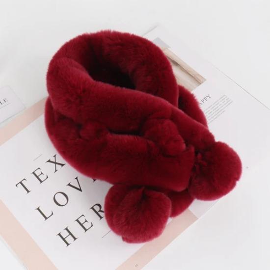 

Новый стиль Женский зимний вязаный шарф из натурального кроличьего меха рекс Натуральные теплые шарфы из кроличьего меха рекс Женский качественный шарф из натурального меха винный