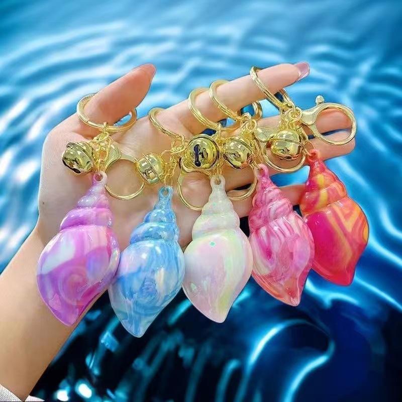 Direct Supply Colorful Acrylic Conch Keychain Pendant Exquisite And Cute Color-Plated Girls Bag Car Pendant