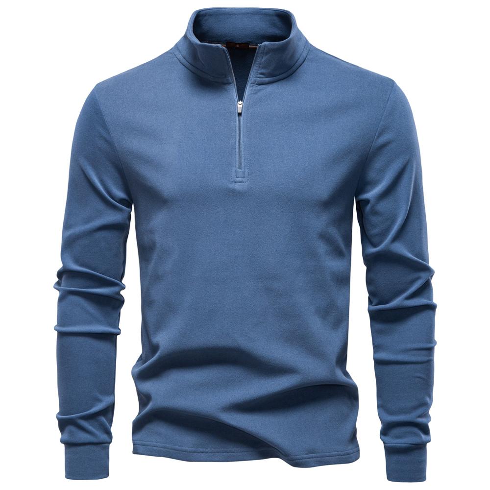 AIOPESON New Men Solid Color Zipper Soft Shell Sweatshirt Long Sleeve Warm Pullover Casual Stand Collar Sweatshirts for Men