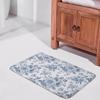 Blue Floral Chinoiserie Bath Mat, 24x16 inch & 30x17 inch, Modern, Non-Slip, Water-Resistant, Indoor