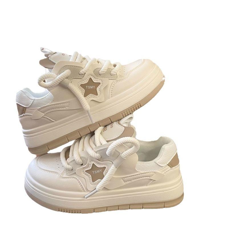 Women's White Shoes Minority All-Match Fashionable Autumn and Winter Design Platform Lightweight Casual University Style Sports Board Shoes