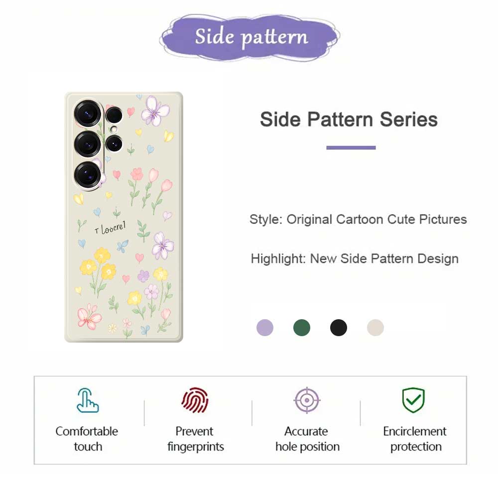 For Samsung Galaxy S25 Ultra Case Small Flowers Pattern Printing Straight Edge TPU Phone Back Cover