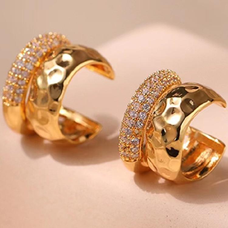 Zarter Geometrischer Form Ohrclip Schmuck Funkelnder Zirkon Eingelegte Ohrklemmen