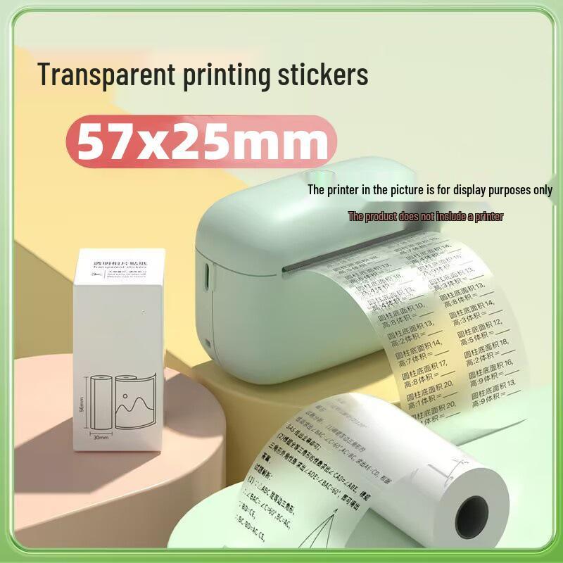 57x25 Transparent Three-Proof Thermal Sticker - Meow Meow Machine Adhesive Photo-Backed Paper