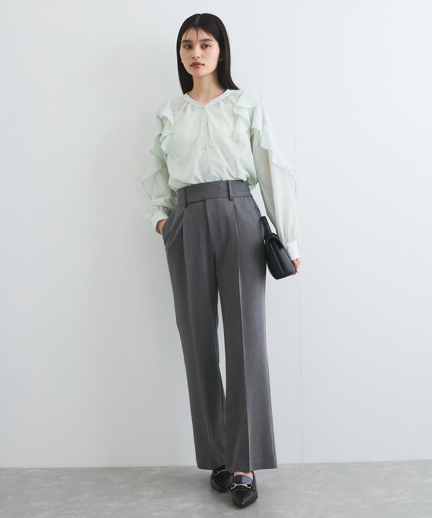 Ruffled Frill Light Green Front and Back [BIS] Women's Blouse, (33), 2-Way