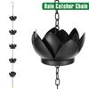 Rain Catcher Chain Metal Imitation Water Lily Rain Chain with Hook Adjustable Length Rain Chain Cup for Gutter Downspout Outdoor