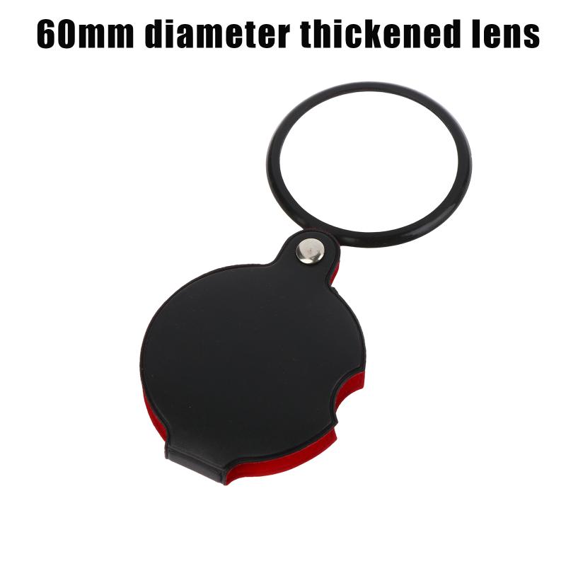 Mini Magnification 50/60/70MM Folding Magnifying Glass Folded Leather Case Portable Handheld Jewelry Loupe 8X