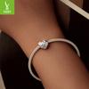 Pink Rhombus Love S925 Sterling Silver Bracelet Beaded, Romantic Girl Heart Diy Beads Loose Beads