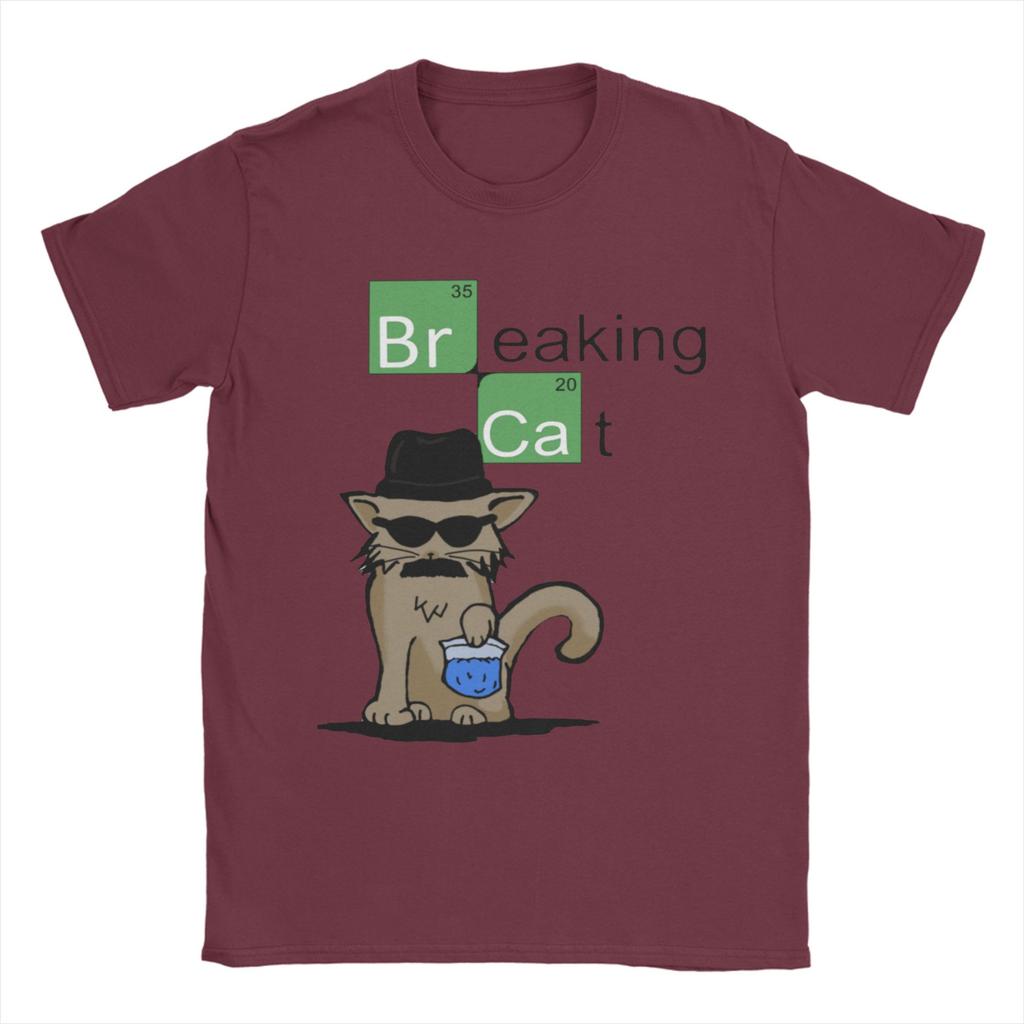 Men's T-Shirt Breaking Cat Breaking Bad Walter White Cotton Tee Shirt Short Sleeve Heisenberg T Shirt Crew Neck Clothing Adult