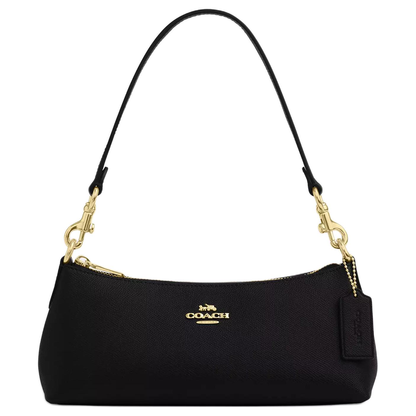 

Coach Charlotte 25 Gold Hardware Crosshatch Leather Tote Shoulder Bag Medium Women bags Black CCO18-IMBLK Basic Set (Bag+Dust Bag)