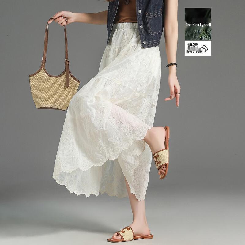 DeMana Women s Lyocell Jacquard A-line Midi Skirt L