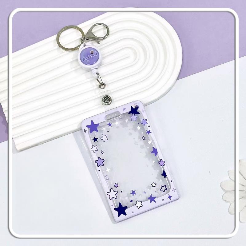 Star Sliding Cover Card Holder Transparent Portable Id Protector Kpop Photocard Photo Case Student School Card Bus Card Holder