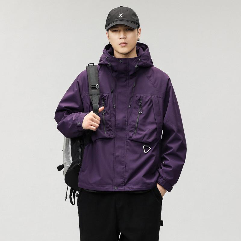 Black Hooded Jacket Men'S Loose Large Size Tooling Men'S Casual Jacket Jacket Top Trendy Brand