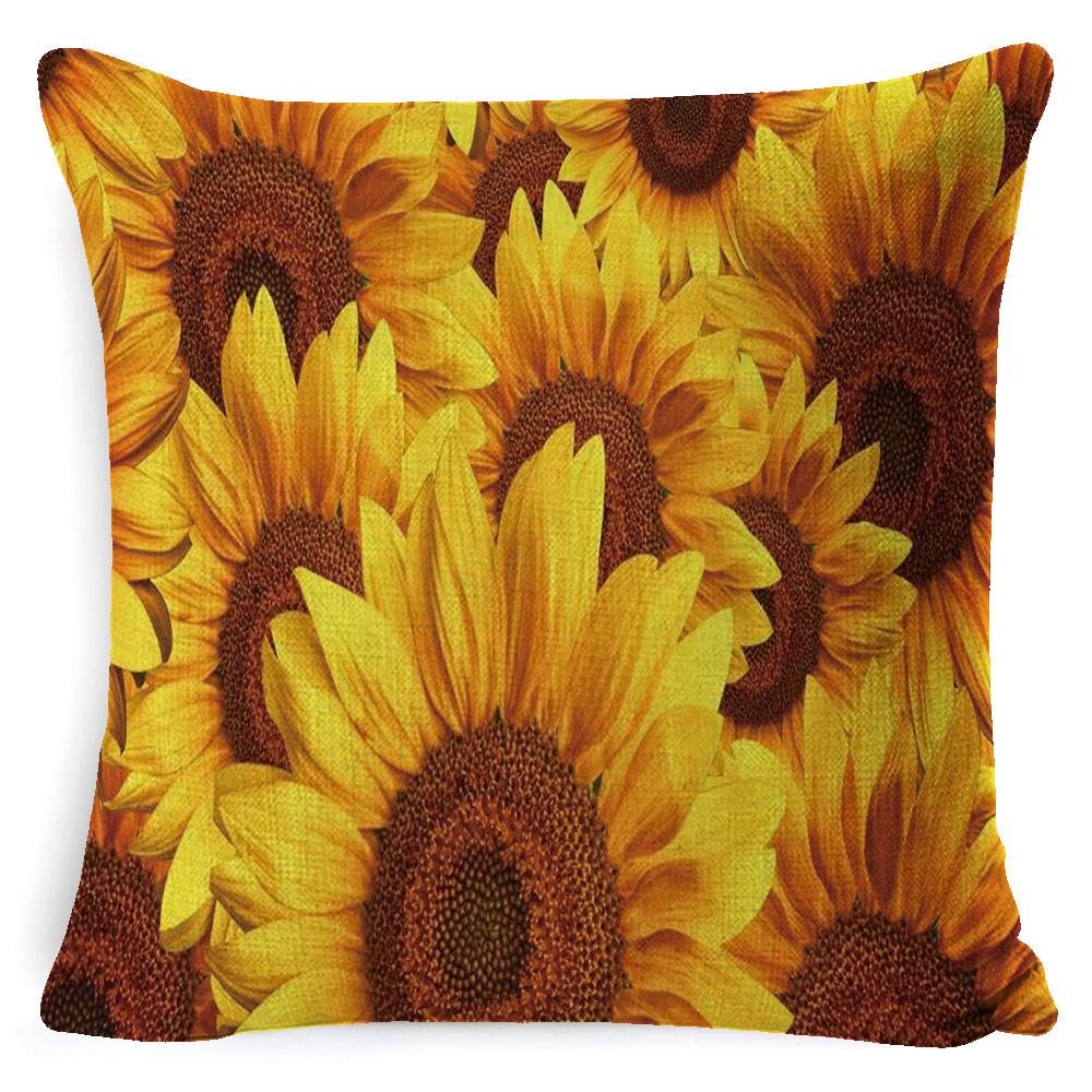 Harvest Thanksgiving Sunflower Pillow Cover Sofa Waist Support Cushion Pillow Plant Car Back Cushion Linen Material