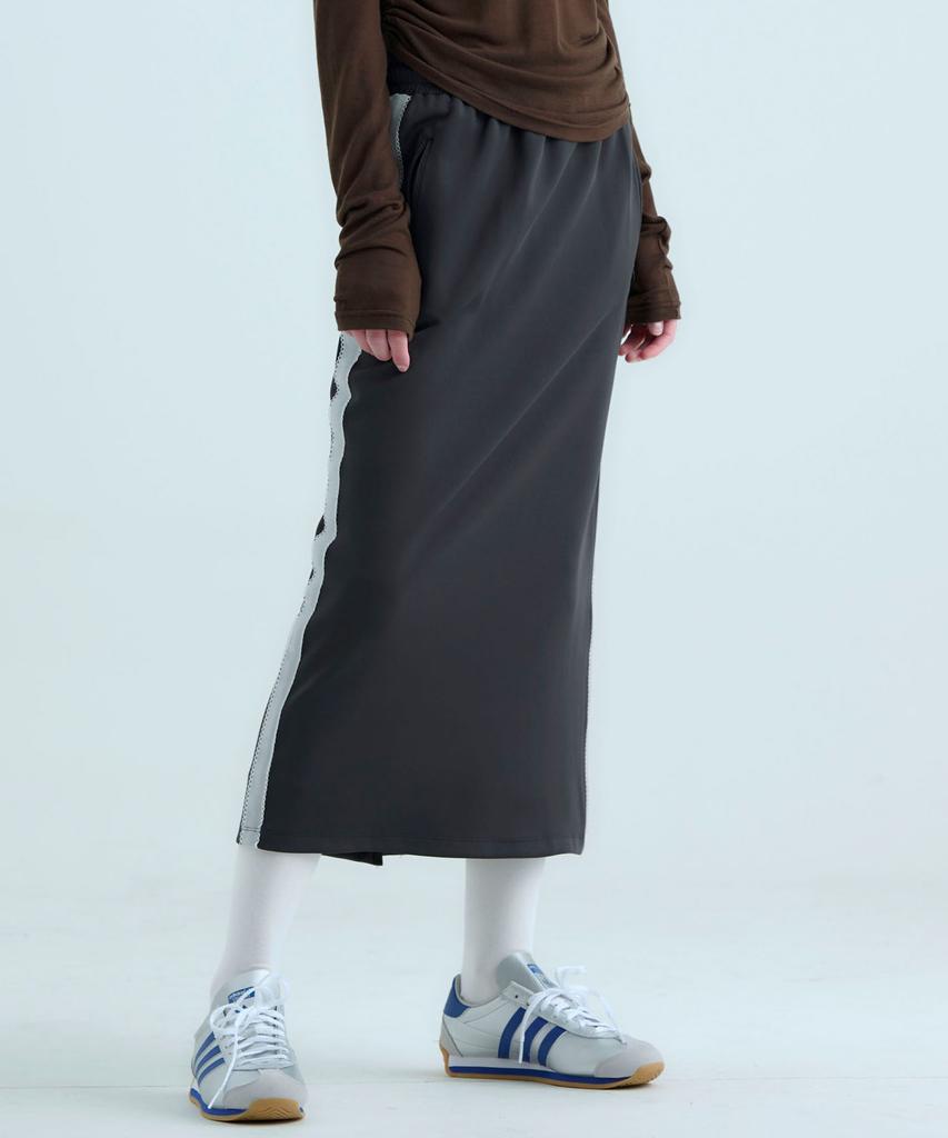 Sunnid Lace Tape Skirt Charcoal