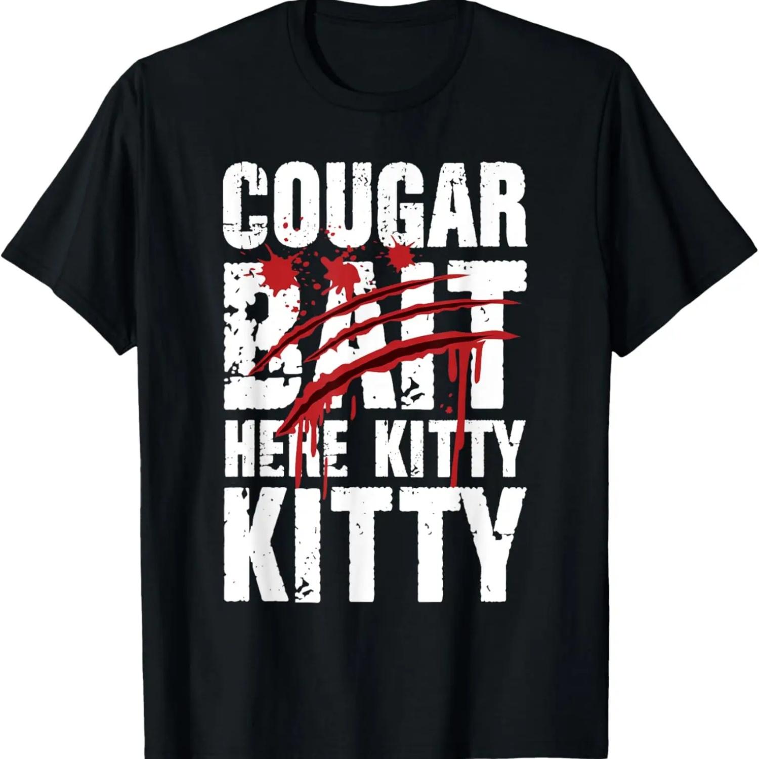 

Футболка с забавной саркастичной шуткой про приманку для кугуарш «Здесь киска-киска» для мужчин XXXXXL чёрный