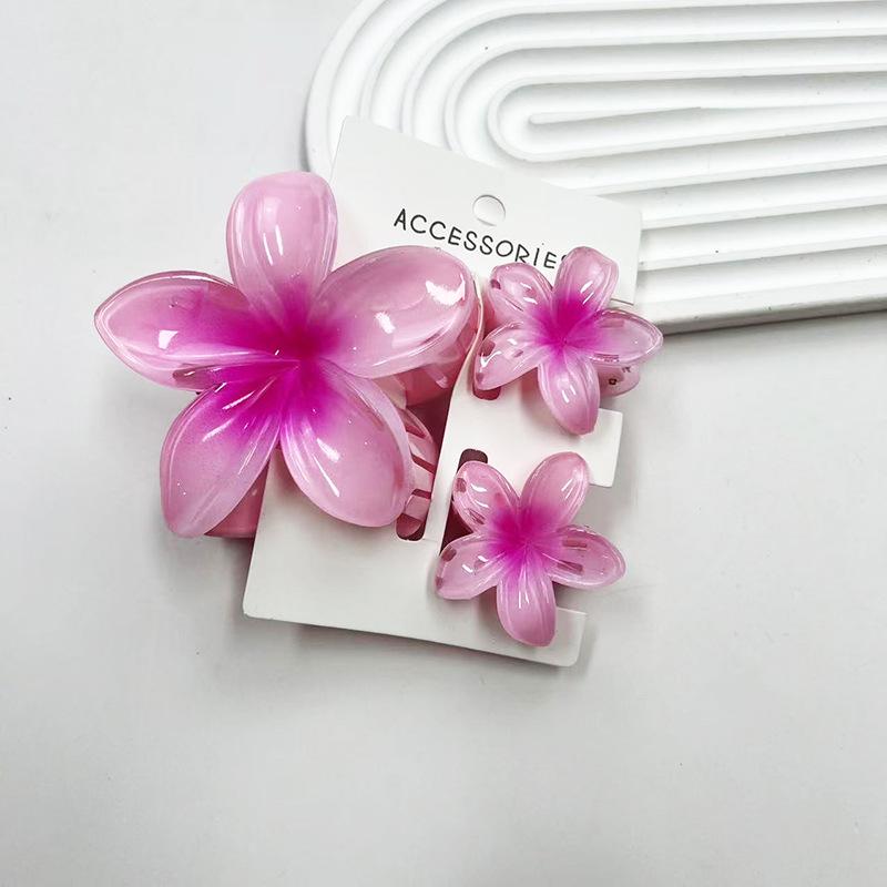 Sada skřipců do vlasů s frangipani: Květinové vlasové doplňky s imitací mramoru pro módní svátky