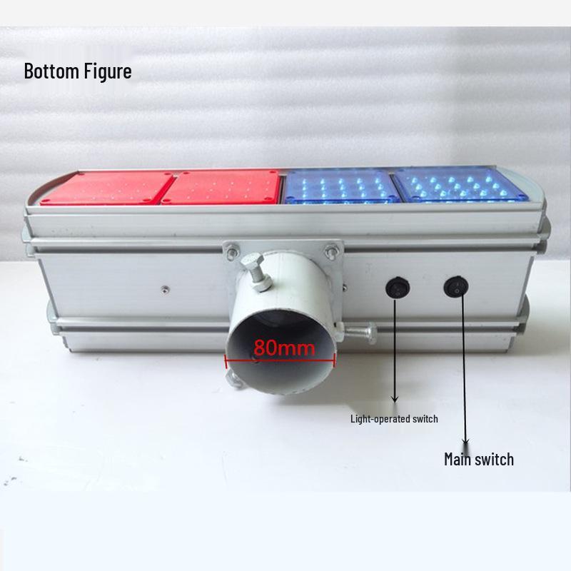 Solar-Powered Red & Blue LED Traffic Warning Light for Construction Safety
