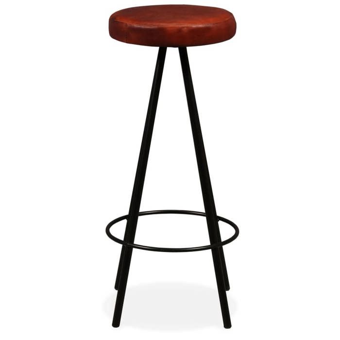Tabourets de bar - VIDAXL - Cuir véritable et acier - Lot de 2 - Style industriel