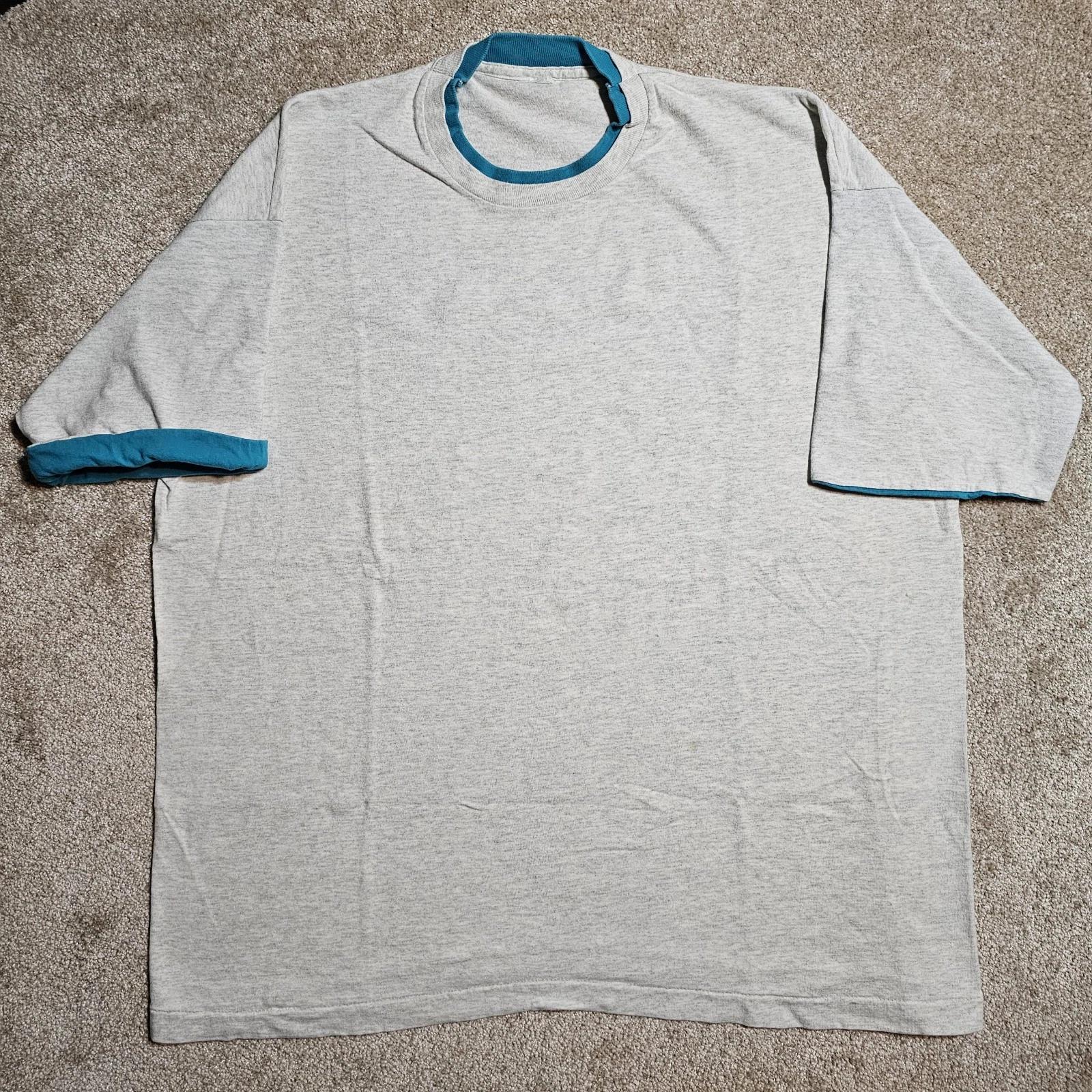 

Vintage 80s 90s Aqua Gray Double T-shirt Mens 2XL Single Grunge Emo Pastel Punk 2XL