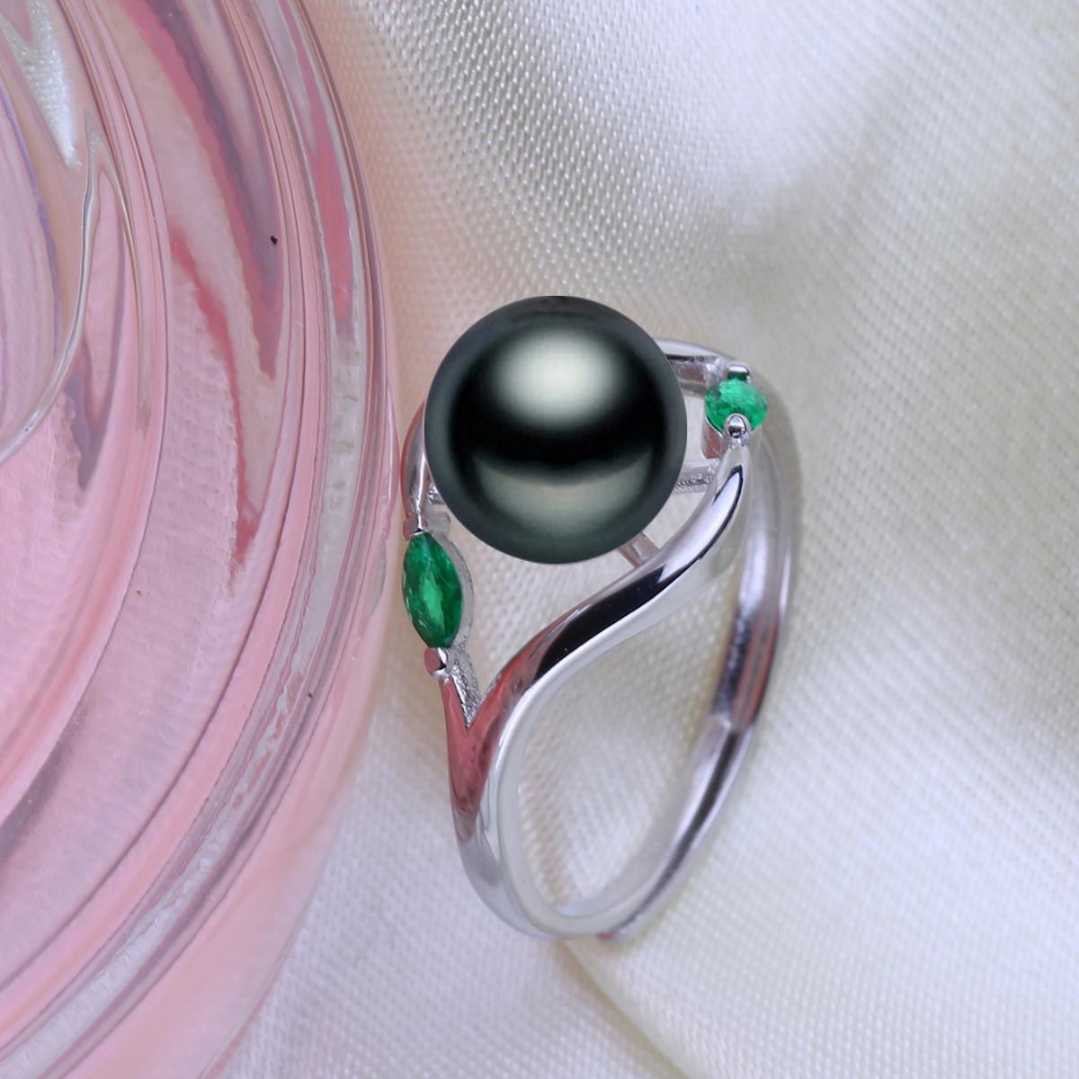 

FENASY Натуральные пресноводные жемчужные кольца для женщин Модные вечерние регулируемые серебряные кольца Подарки на день рождения Resizable чёрный