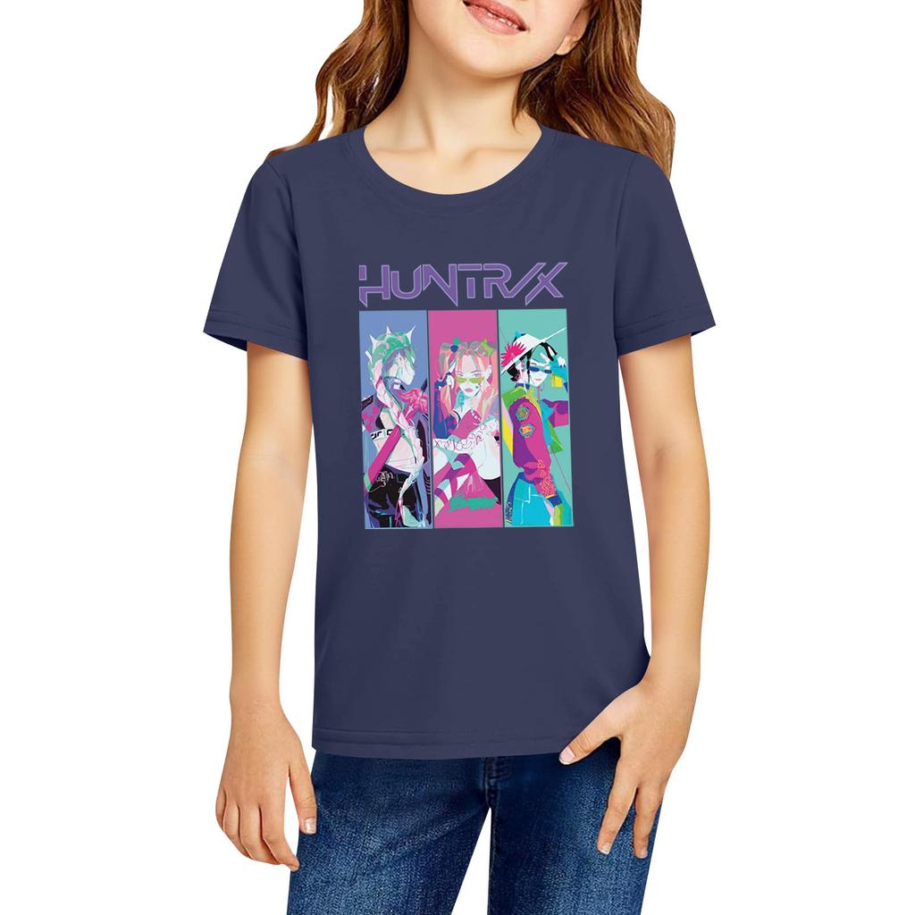 Fashionable Round Neck Short Sleeve Work Clothes Printed Tops For KID Summer Tops