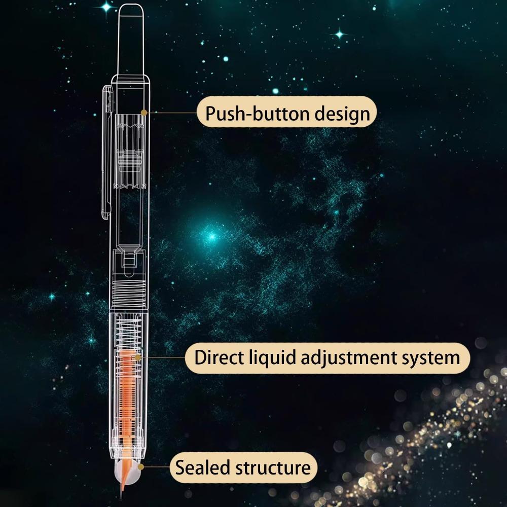 Retractable Fountain Pen 0.38mm Tip Black Ink Calligraphy Pen Transparent Barrel 5 Refillable Ink Cartridges No Leaking Pen