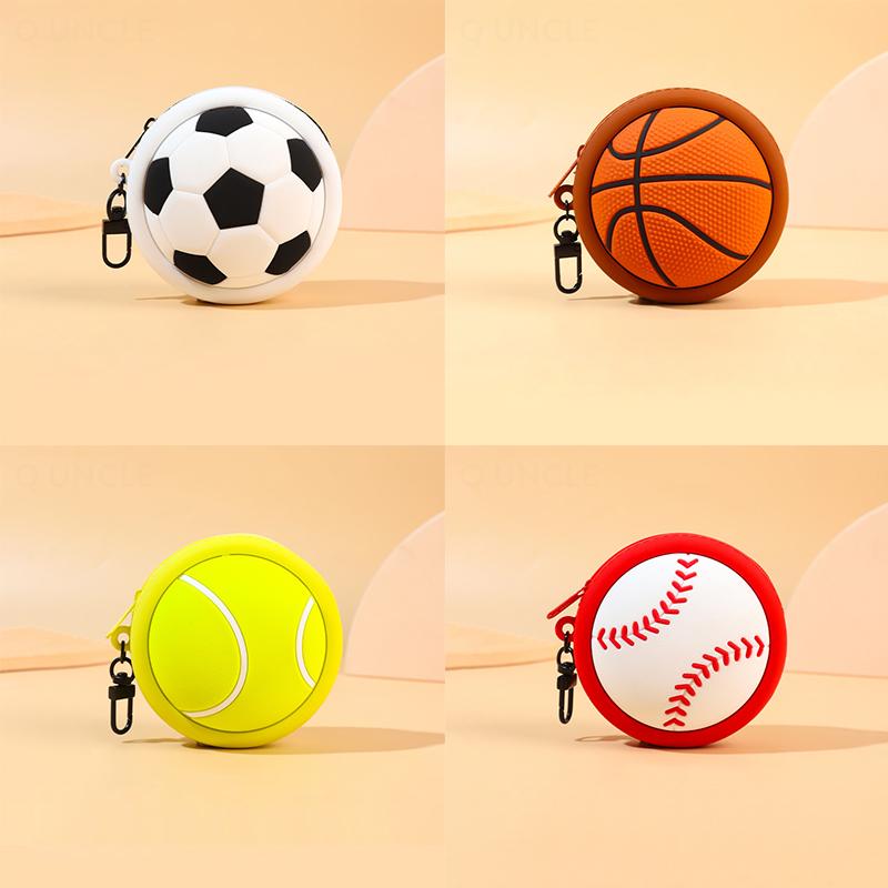 Creative Sports Series Mini Storage Bag Basketball Football Silicone Coin Purse Bag Pendant For Coin Key Storage Earphone Box