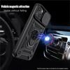 Luxury Shockproof Slide Armor Ring Phone Case For iPhone 15 14 13 12 11 Pro Max X XR XS Max 7 8 15 Plus Lens Protect Stand Holder Hard PC Back Cover