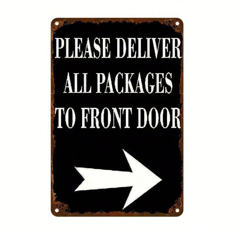 

Vintage Metal Wall Sign Courier Instruction Poster for Door