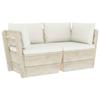 VIDAXL 2-seater Garden Pallet Sofa - Impregnated Spruce Wood - White Cushions - Natural Style