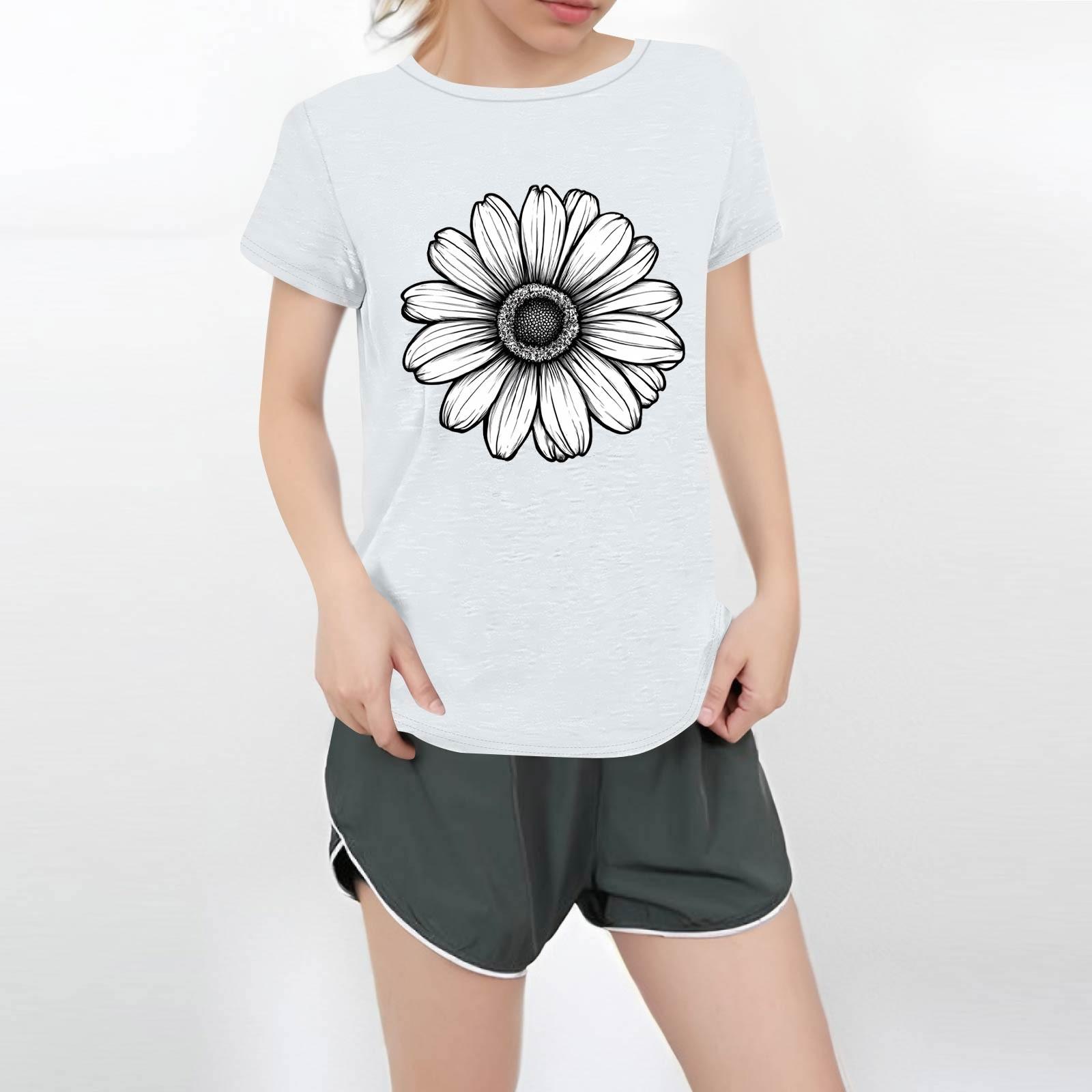 

Жіноча повсякденна футболка з круглим вирізом і короткими рукавами XL білий