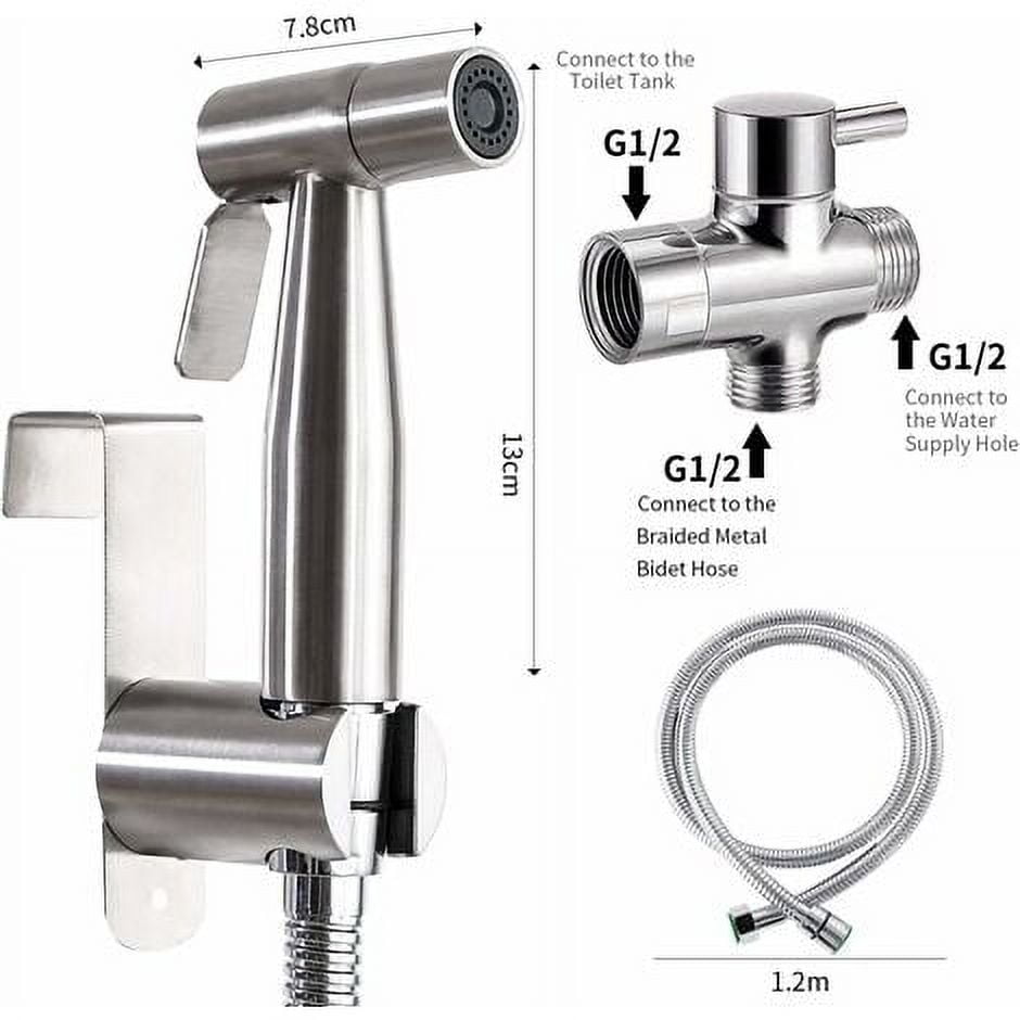 Handheld Toilet Bidet Faucet Sprayer Hand Sprayer Shower Head Self Cleaning No Punch Stainless Steel Bathroom Bidet Spraye Set