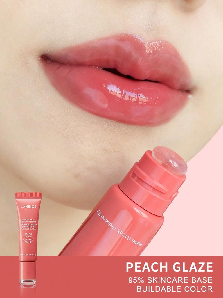 LANEIGE Glaze Melting Lip Serum Glossy Peach Lip Tint 12g / 0.42 Oz