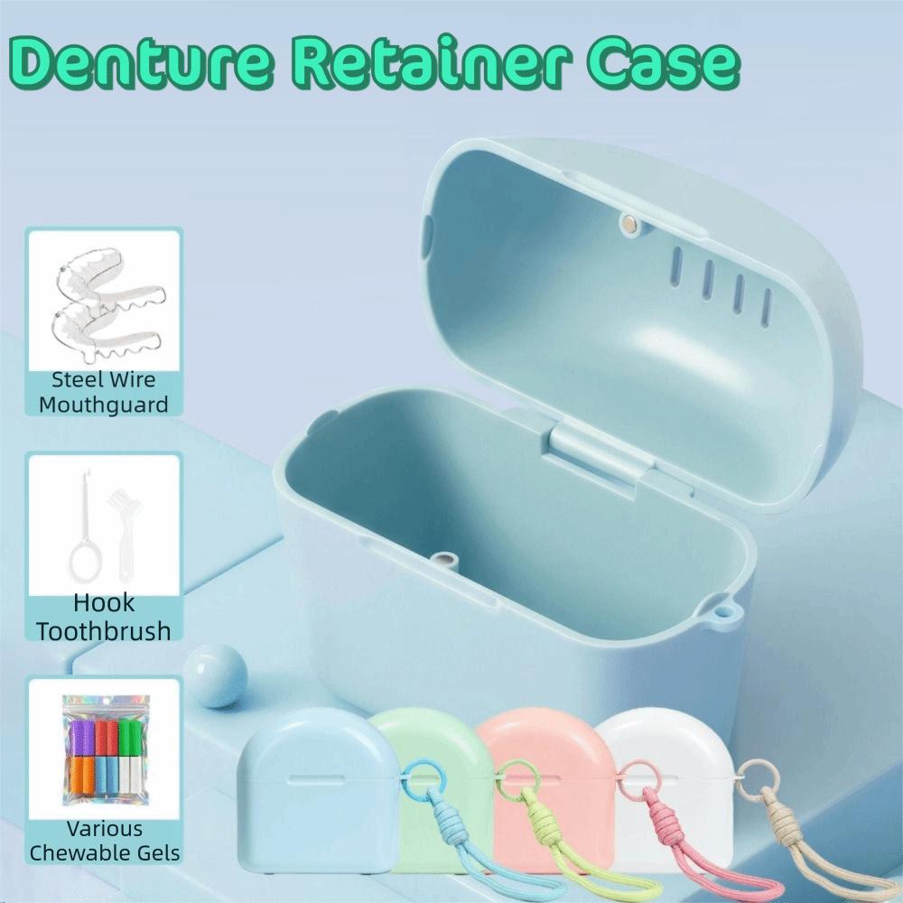 Reusable Denture Retainer Case Drainage Design False Teeth Holder Dental Braces Container Home Use