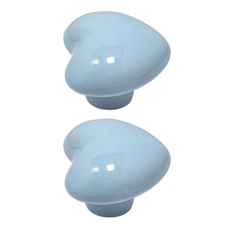 

Playful Heart Shaped Ceramic Knobs Charming Ceramic Heart Cupboard Pull Simple Installation for Children Smooth Surfaces синій