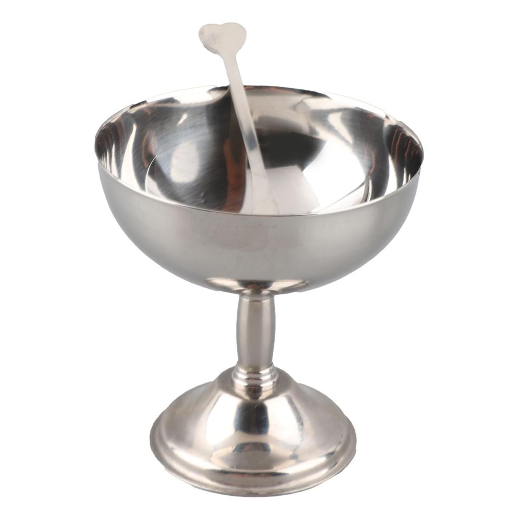 304 Stainless Steel Ice Cream Cup Retro Footed Serving Dessert Bowl for Salad and Pudding
