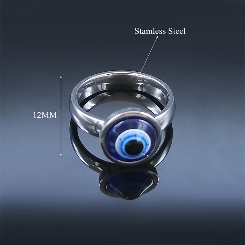 Anello Portafortuna Occhio Blu Malvagio Turco in Acciaio Inossidabile Anelli Dita Moda Donna Colore Argento Gioielli Regalo acciaio inossidabile R320S05