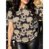 T-shirt à manches courtes et col rond pour femme, imprimé 3D de crâne coloré