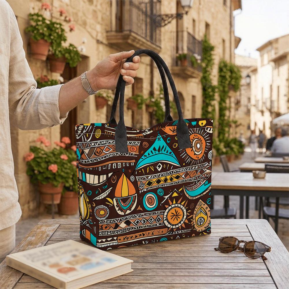 Boho Ethnic Pattern Tote Bag Large Capacity Casual Shoulder Bag for Travel Shopping Daily Use