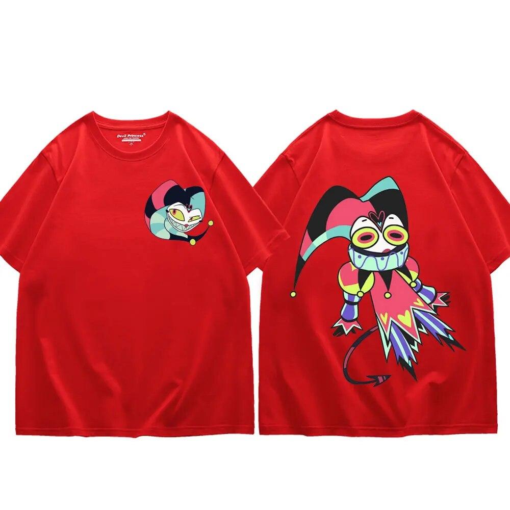 Americas Anime Helluva Boss Doppelseitige Grafik-T-Shirts Mode Y2k-Ästhetik Kurzarm-T-Shirt Street Trend Cartoon-T-Shirts