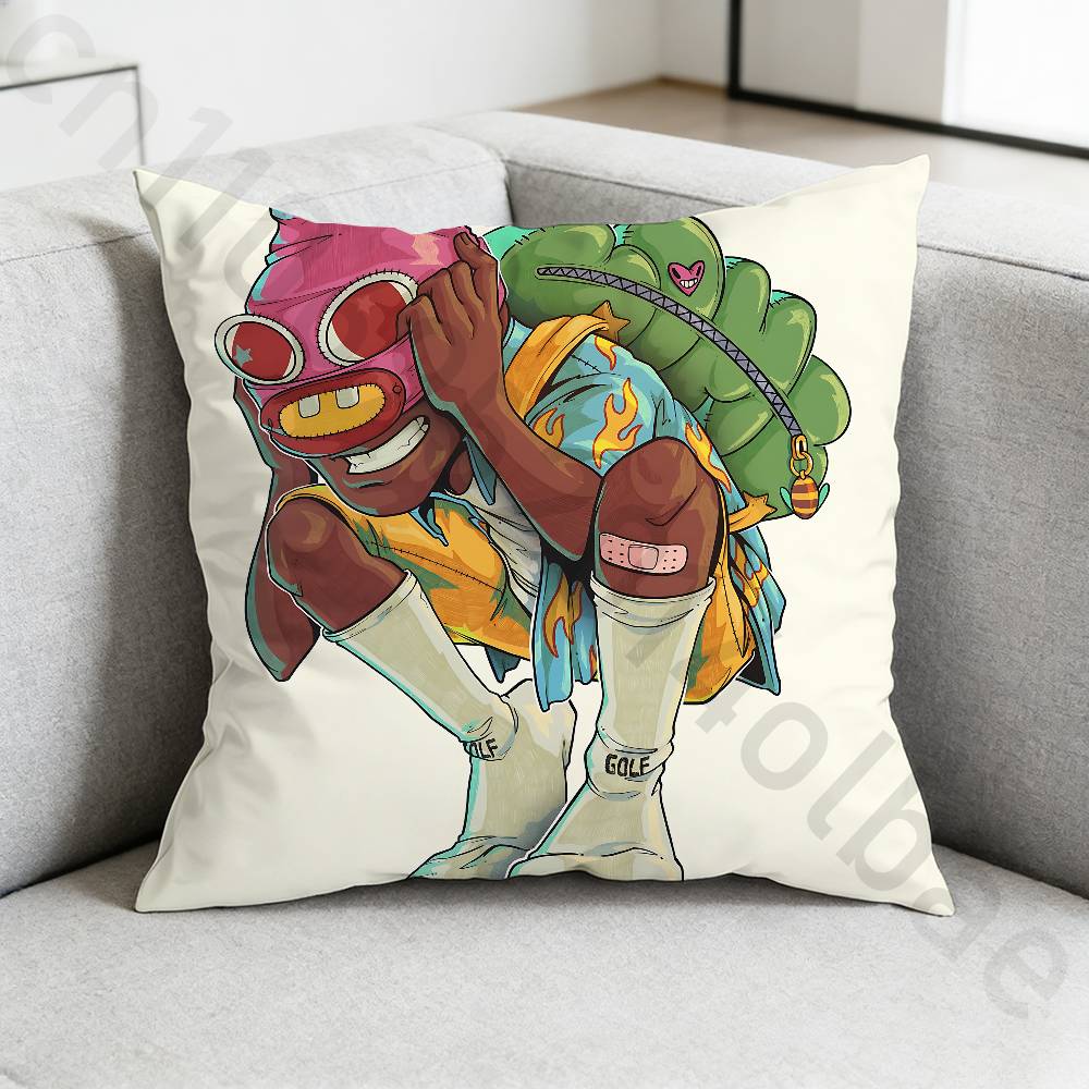 Rapper TTylers The Creatorv Pillow Case Square DoubleSided Printing Short Plush Sofa Cushion Cover Bedroom Bedside Pillow
