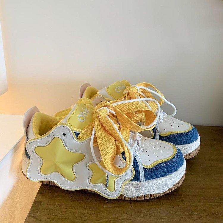 Niche Design Star Bread Skateboard Shoes Summer American Retro Casual Shoes Platform Versatile Sports Shoes